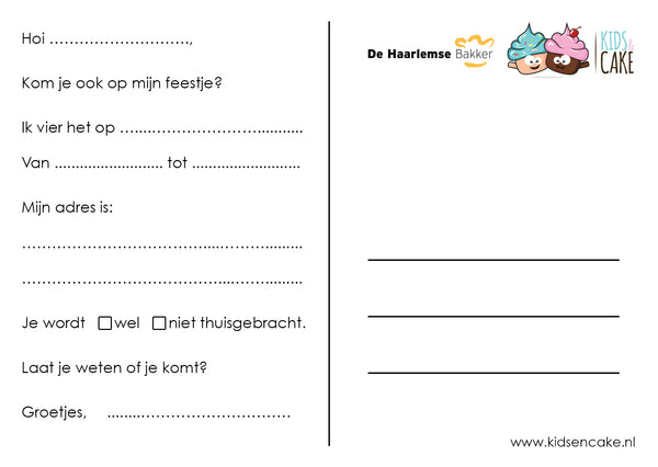 Bakkers Uitnodiging - 8 stuks